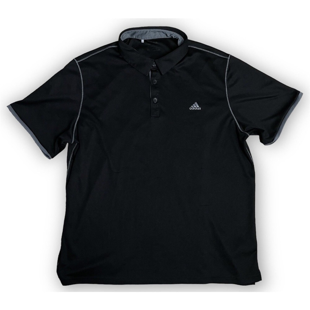 Adidas Polo Shirt Adult Mens XL Black Gray Lightweight Rugby Golfer Golf